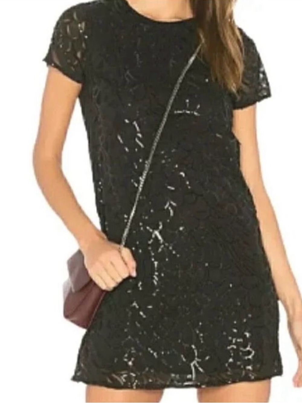 Line & Dot Black Sequin Mini Dress Size Small (NWT)